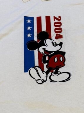 Disney Store 2004 Mickey Mouse USA Flag Felt Graphic Tee NWT 2XL